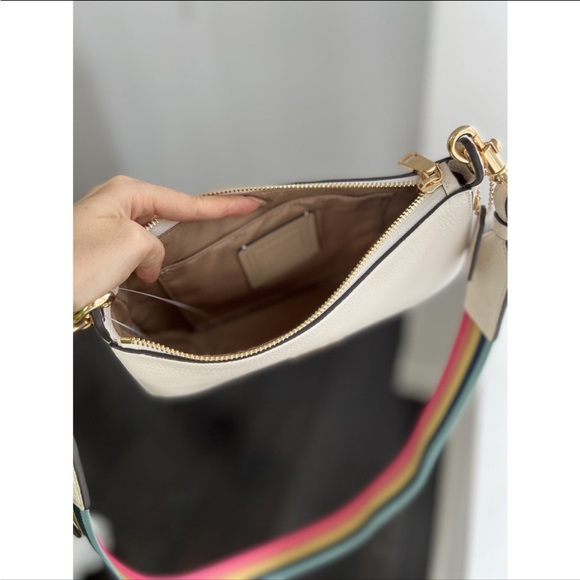 Coach Jes Baguette Leather Crossbody Gold/Chalk NWT $328 C7265 - Picture 5 of 11